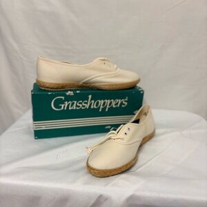 Vintage Grasshoppers Spinnaker white canvas sneakers in with a jute sole